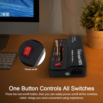 Πολυλειτουργικό USB υψηλής ταχύτητας 10 θυρών AC σε DC Υποδοχή τροφοδοσίας USB Σταθμός φόρτισης φορτιστής ταξιδιού