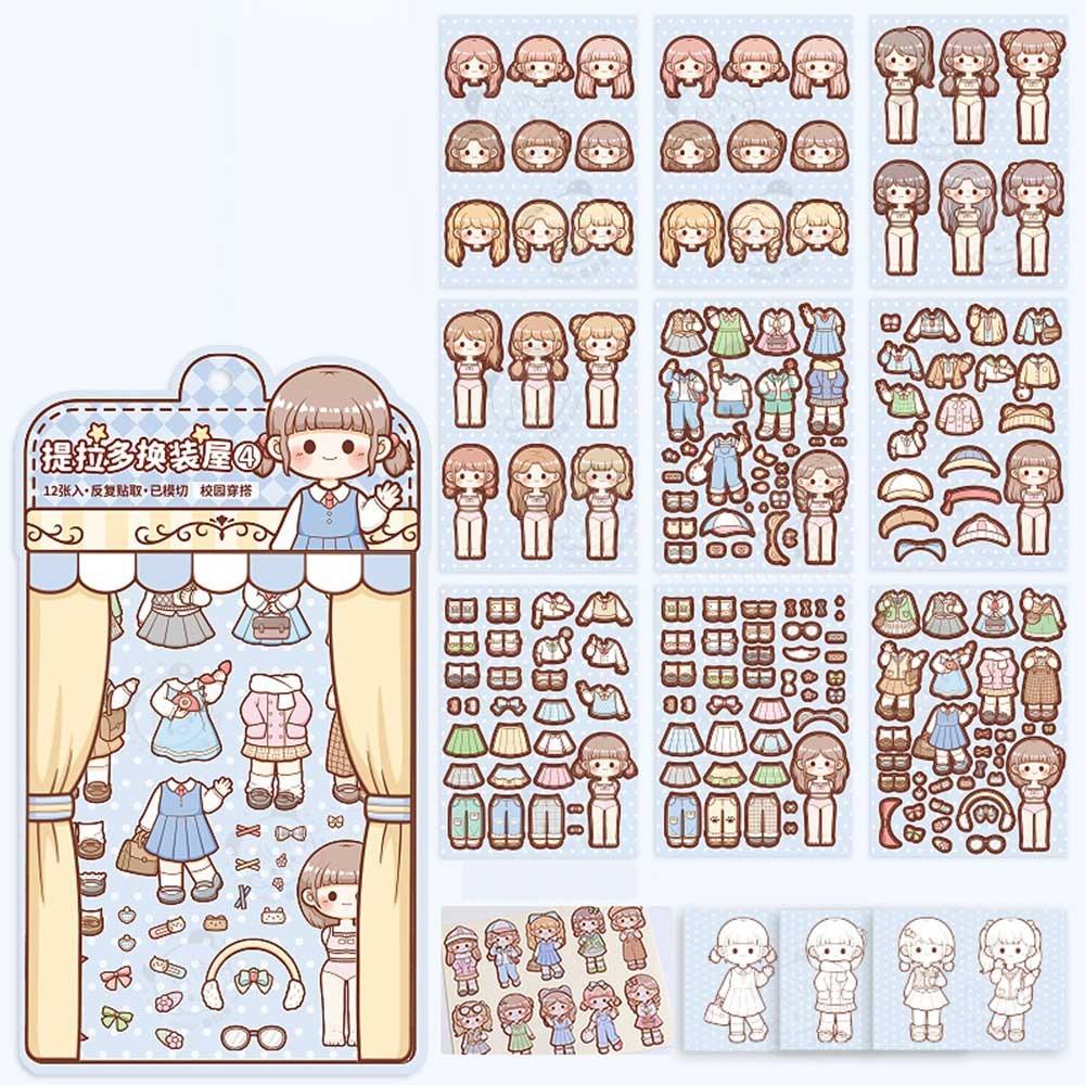 Papper Girls Dress Up Decorative Stickers Multicolor Handbook Stickers  for Kids