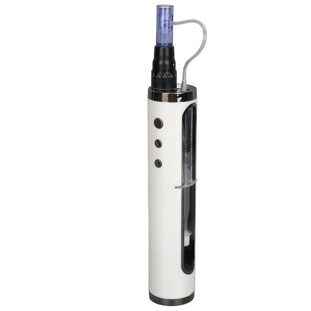 Microneedling Pen Automatic 5 Levels 630nm LED Display Cordless Beauty Pen with Replacement Cartridges White