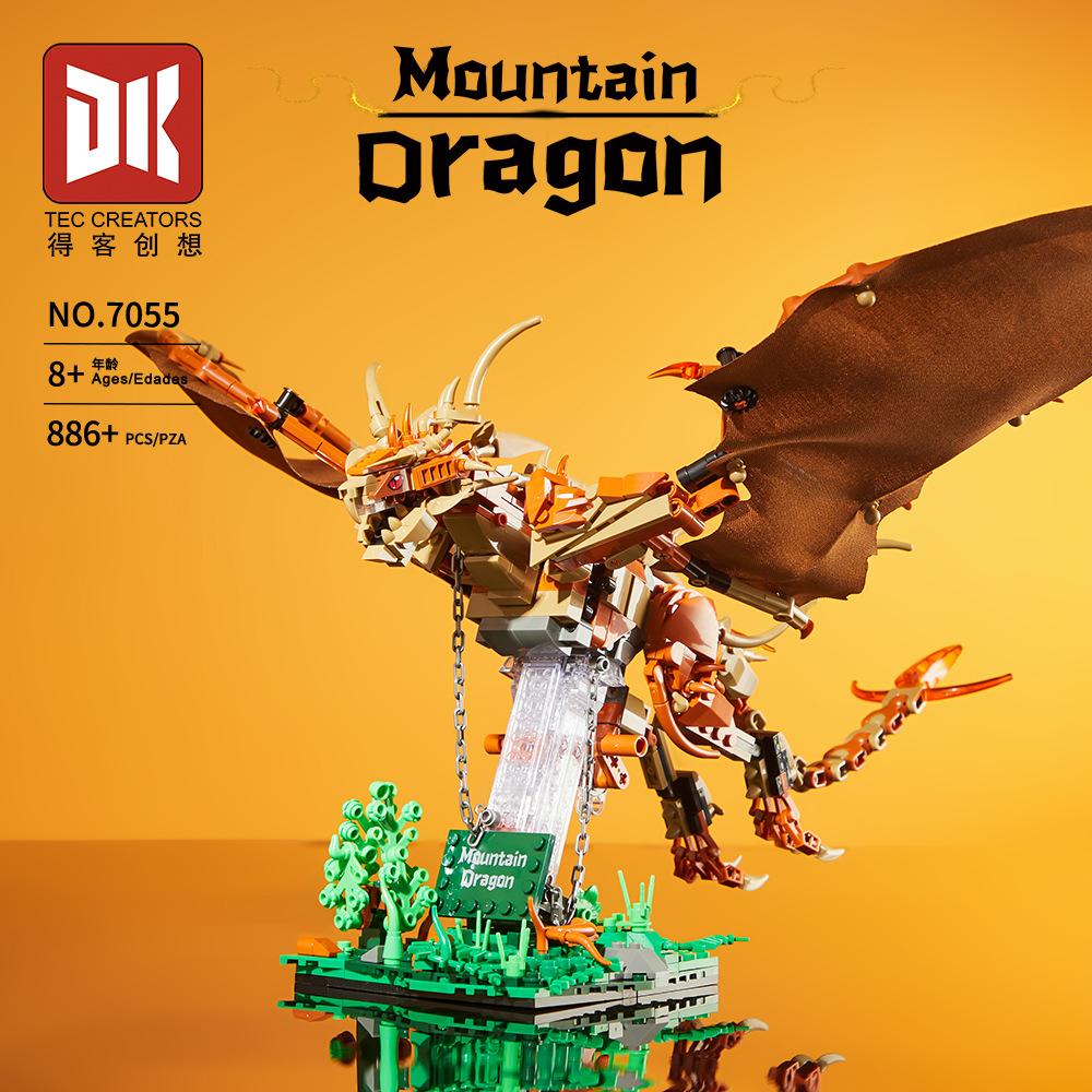 DK7055 Cooler Bergdrache Baustein Figur 3D Modell Zusammengebaute Steine Spielzeug Für Kinder Weihnachtsgeschenk 886 Teile