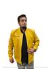 Stylische Gelbe Jacke Herren Bomber Biker Weiche Lammfell Lederjacke Handarbeit