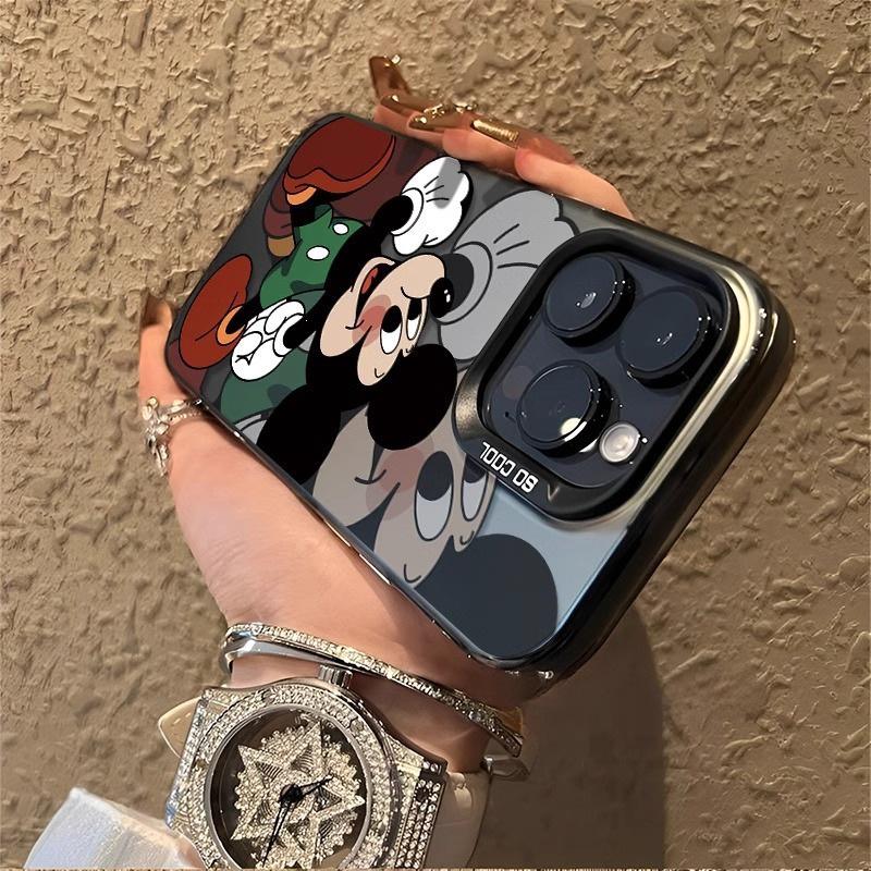 Trendy Mischievous Mickey Silver Electroplated Hard Shell Phone Case for iPhone 15 Pro Max & 14