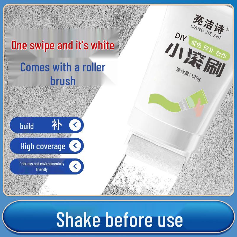 Liangjie Shi Wall Repair & Stain Removal Kit with Crayon & Graffiti Cover, Latex Paint, Small Roller Brush for Household Walls