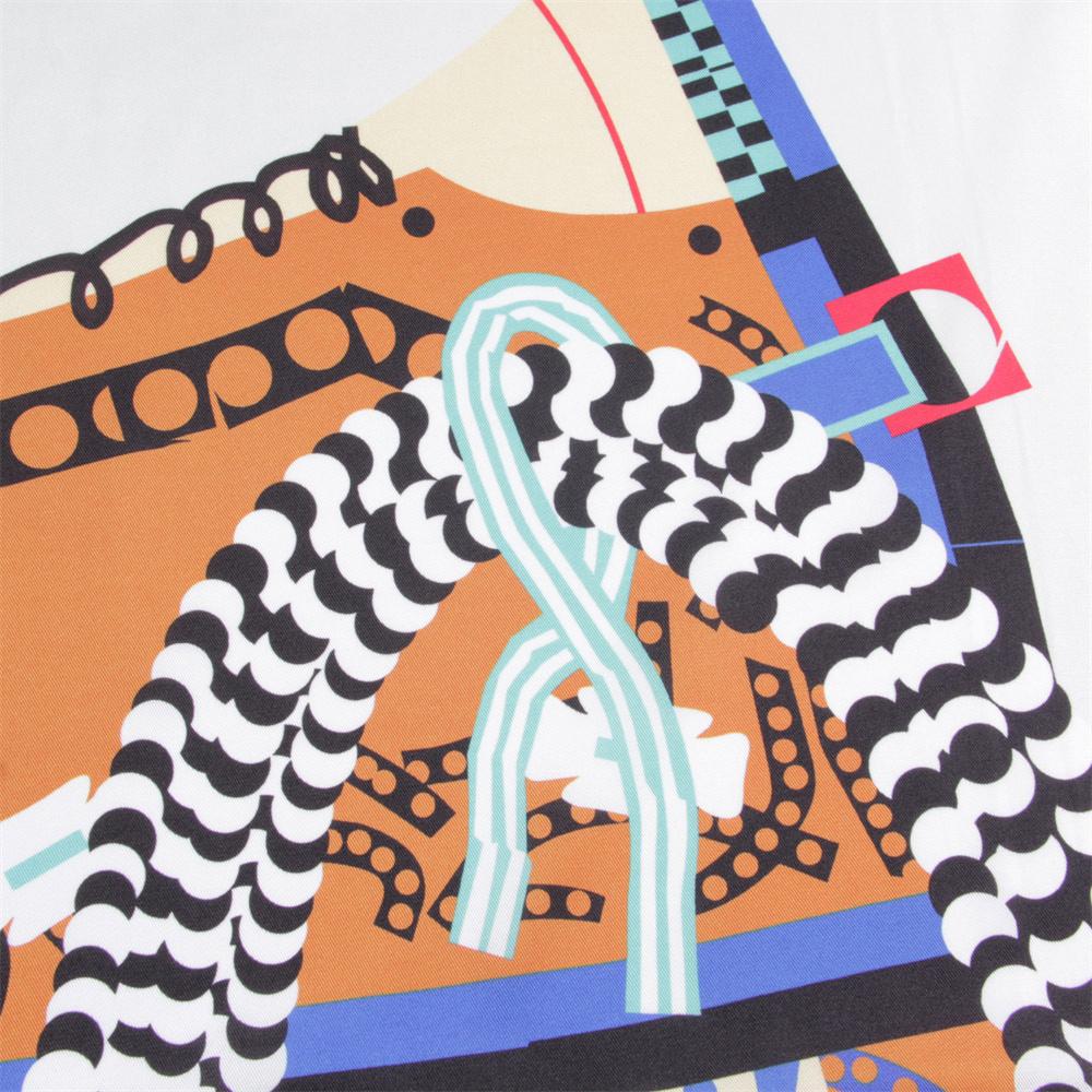 Silk Scarf Women Saddle Print Square Scarves Head Echarpes Silk Foulards Femme Wraps Beach Shawls Bandana Lady Hijabs 90CM