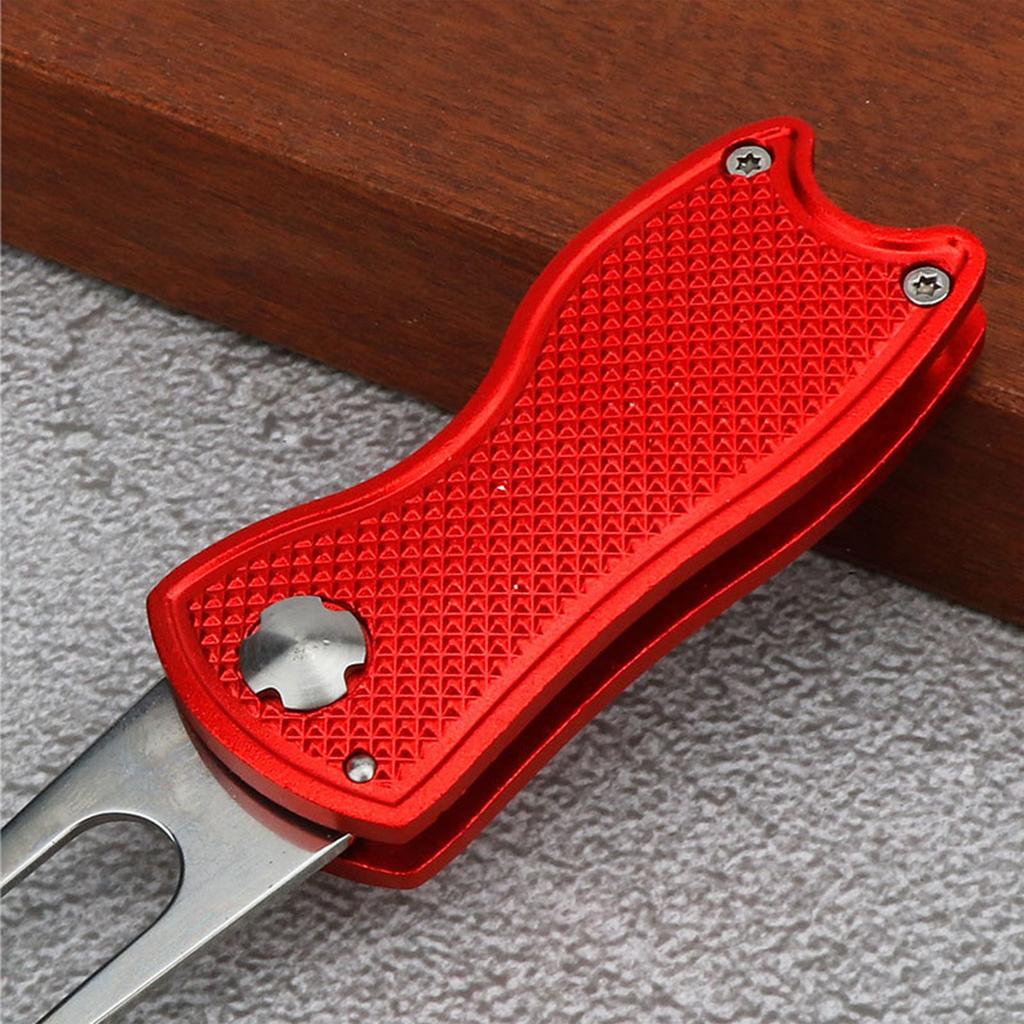 Metal Golfs Divot Tool Golfs Divot Repair Tool with Magnetic Golfball Marker and Button Foldable Metal Green Tool