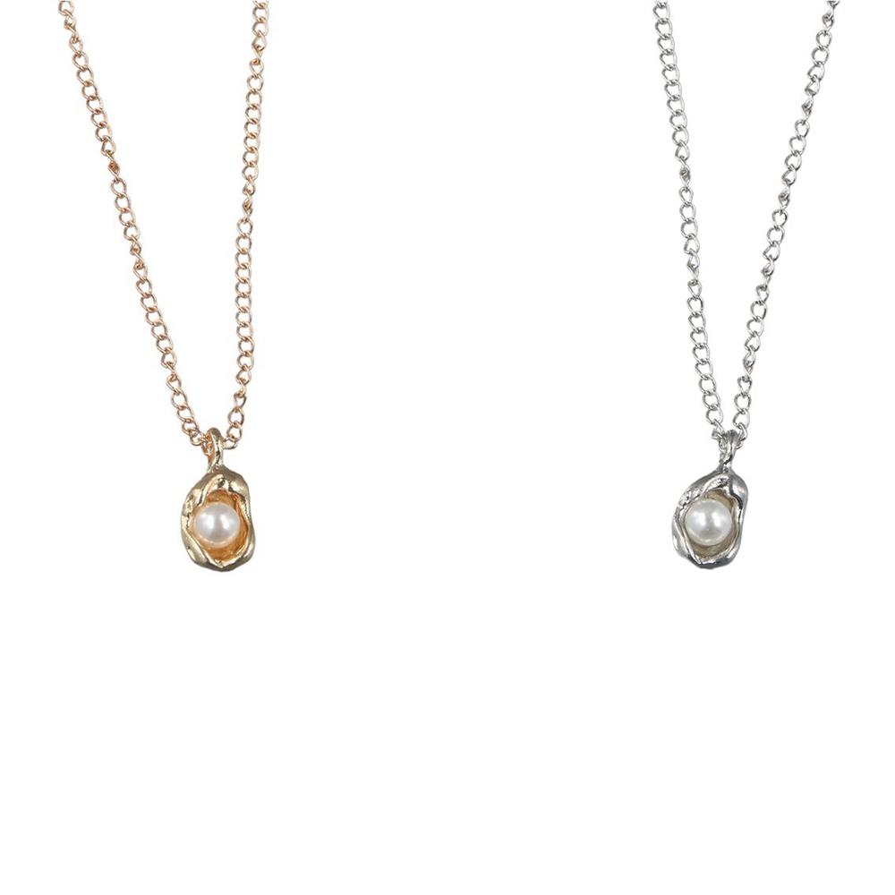 Vintage Zinc Zinc Alloy Pearl Necklace Women Clavicle Necklace Irregular Shell Jewelry Korean Style Pendant