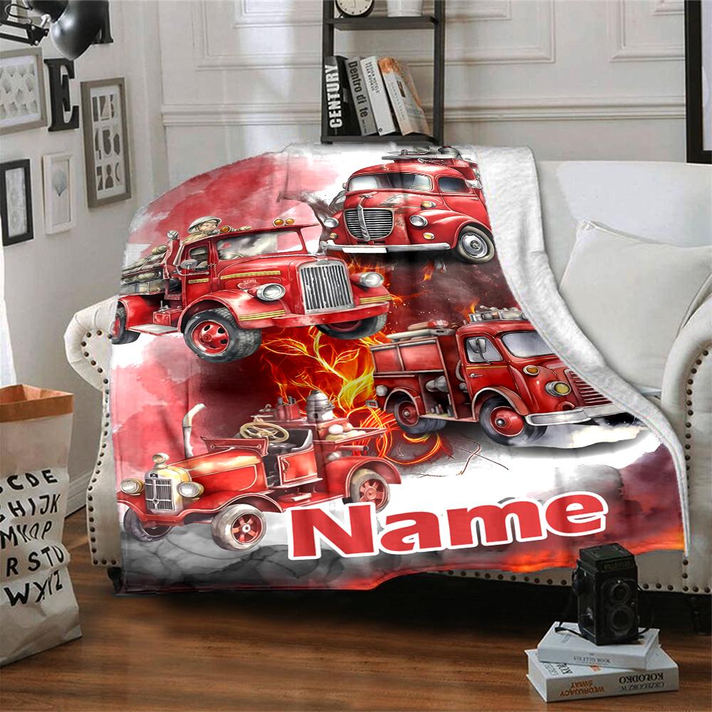 Custom Name firefighters Theme Printed Blanket - Perfect for Couch, Bed, Travel & Outdoor Use | Machine Washable, Cozy & Durable.