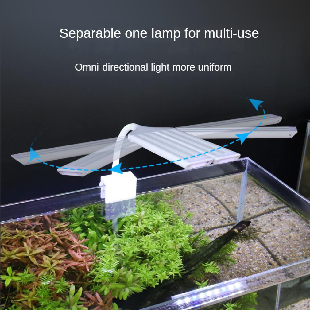 Lumină Acvariu Luminozitate Ridicată Pliabilă cu Două Brațe Rotativă la 180° Lampă LED Acvariu Ajustabilă Spectru Complet Lumină Acvariu