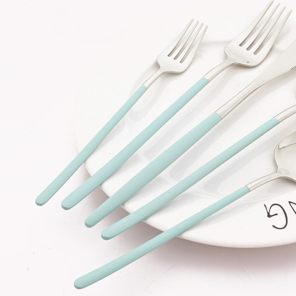 Rainbow 18/10 Stainless Steel Dinnerware Set Kitchen Flatware Tableware Sets Knife Fork Spoon Tea Spoon Cutlery Set Service for 6