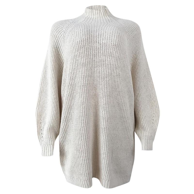 Women Long SleeveTurtlenec Winter High Waist Loose Sweater Dress Pullover Jumper