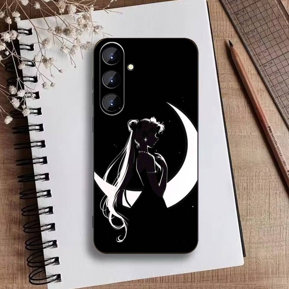 Cartoon S-Sailor M-Moon Phone Case For Samsung Galaxy A73,A21s,A22,A31,A52,A53,A71,A41Soft Black Shell