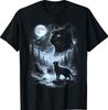 Schwarze Katze heult den Mond an 90er Retro T-Shirt