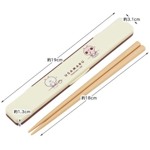 Skater 18cm Chopsticks and Chopstick Case Set, Antibacterial, Adult Size, Usamaru, Made In Japan, ABC3AG-A