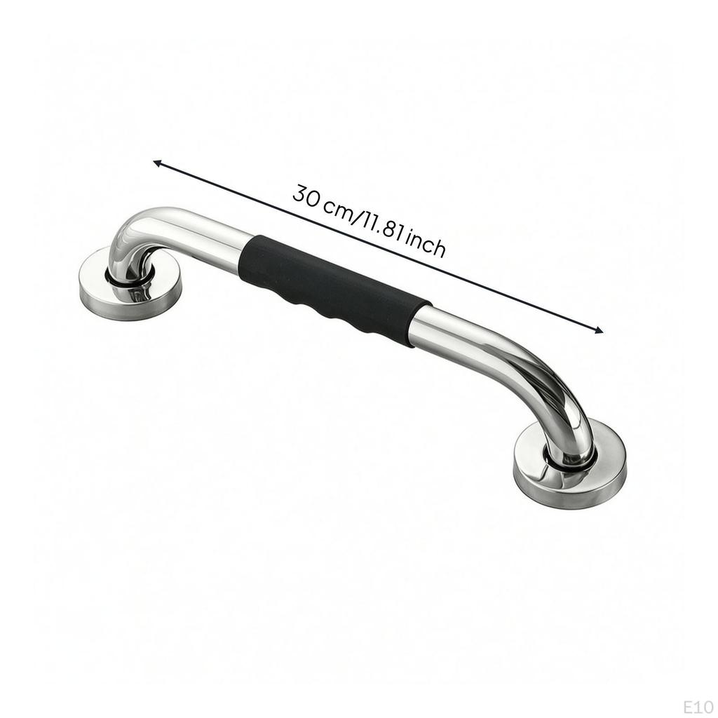 NonSlip Grab Bar with Silicone Grip | Ergonomic Finger Grooves, Polished Stainless Steel, Washroom