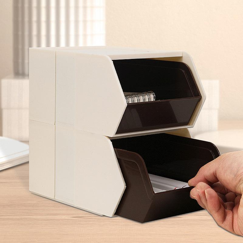 Drawer-style Stackable Desktop Storage Box for Office Supplies, Tea, Snacks, Multi-functional Organizing Storage Box