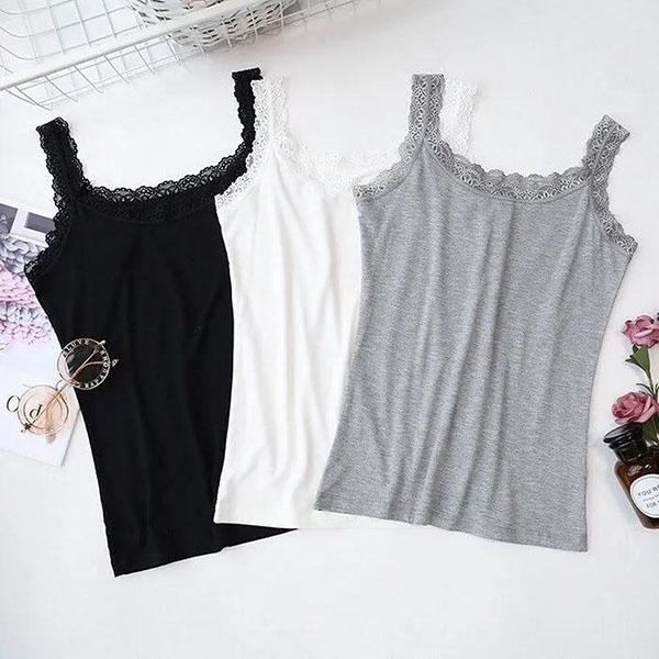 Solid Color Slim Camisole Women's Summer Lace Modal Large Size Outer Wear Bottoming Shirt Top
