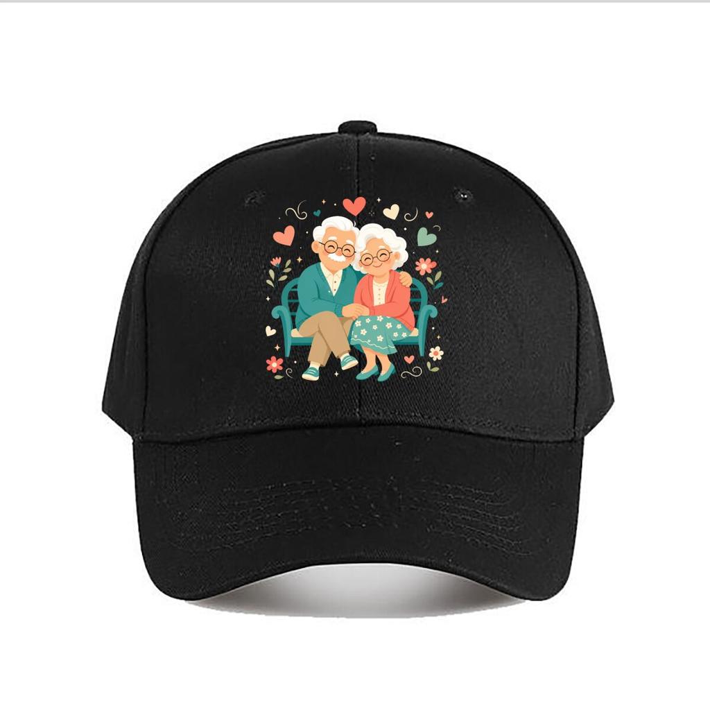 Sweet Senior Love Cartoon Couple Baseball Cap Fashion Outdoor Sports Sunhat Unisex Snapback Cap Womens