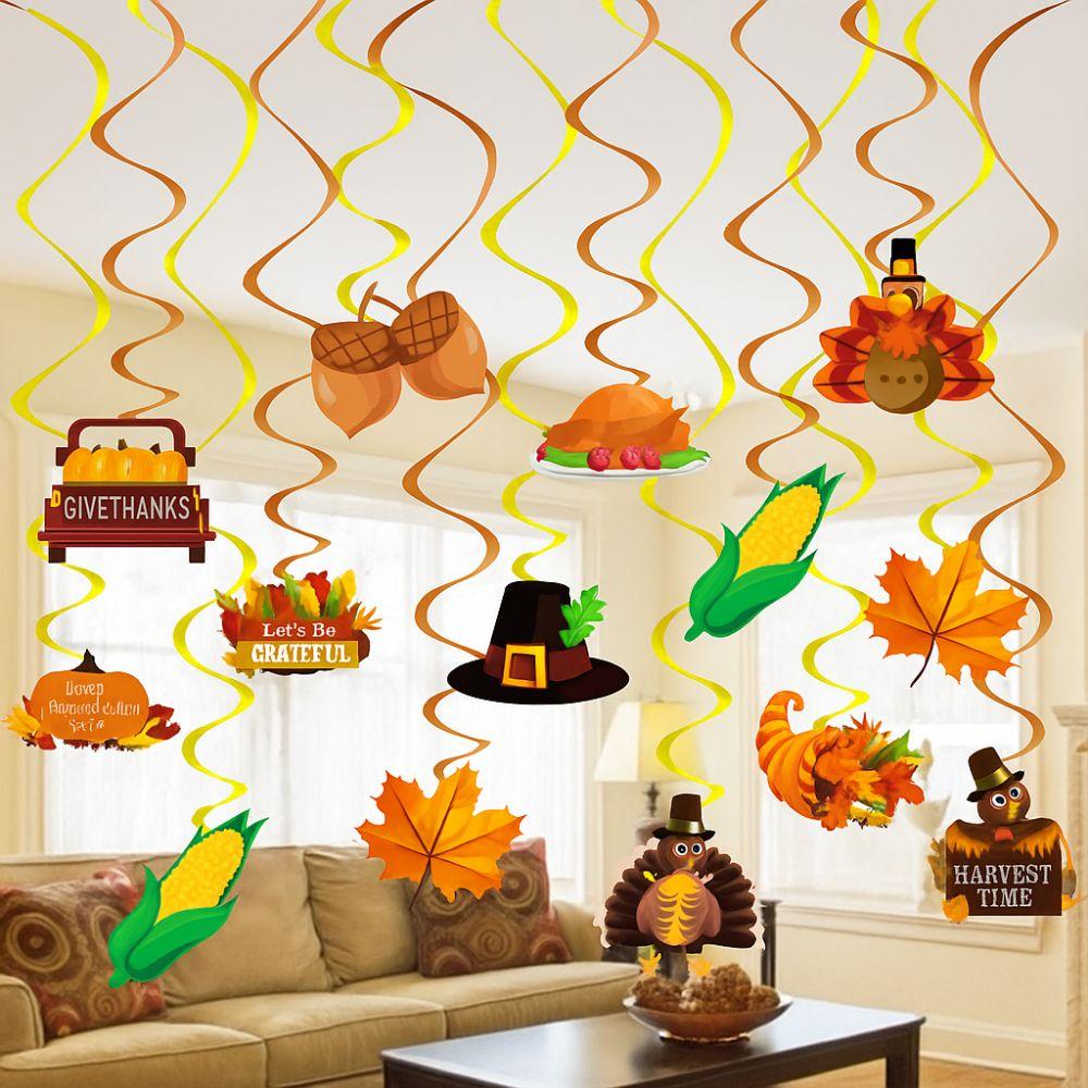 Celebration Thanksgiving Spirals Hanging Flag Party Decoration Supplies  Indoor Outdoor Decorations