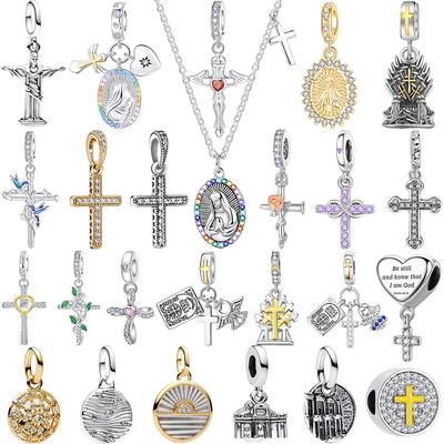 Noutăți Pandantive Cruce Fecioara Maria Înger Colier cu Mărgele Potrivit pentru Brățări Originale din Cupru Bijuterii Fine Cadou DIY