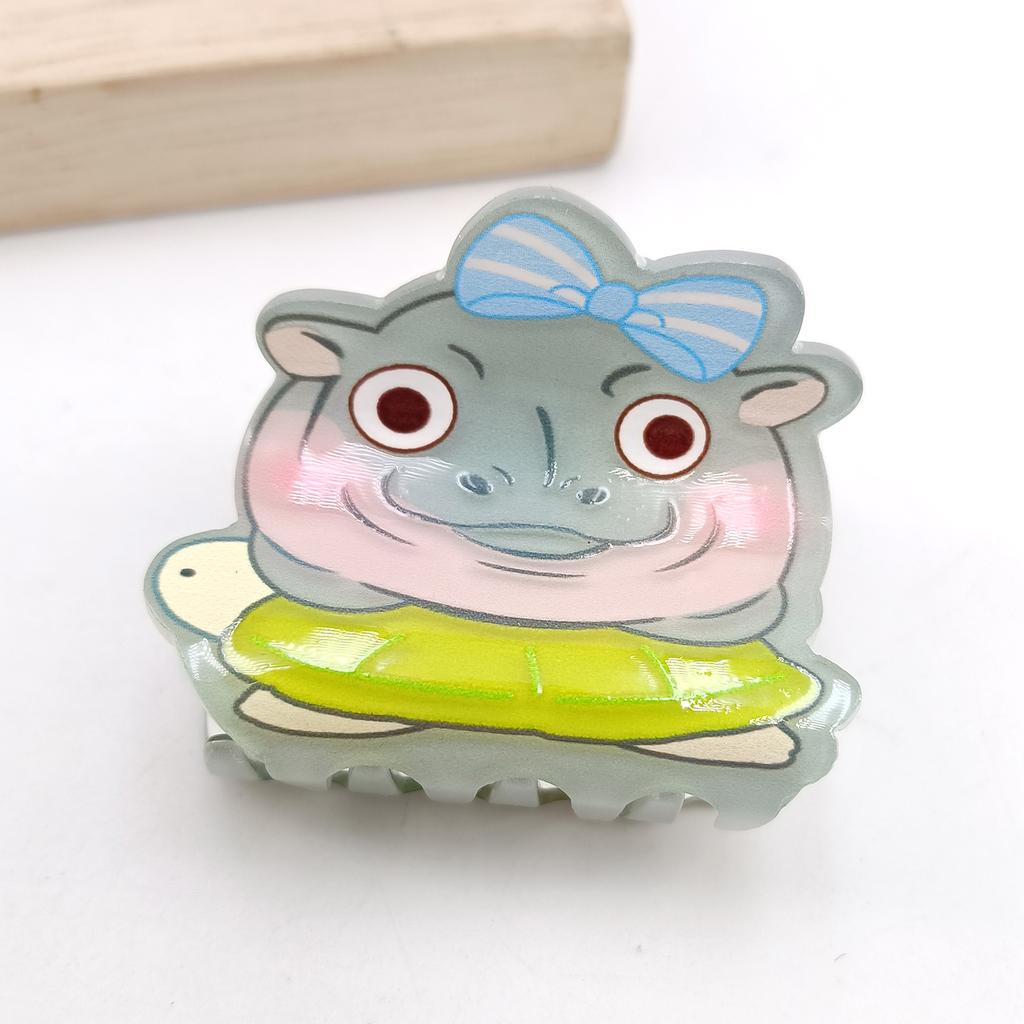 Cute Miss Hippo Hair Claw Flower Acrylic Small Shark Clip Set Headwear Geometry Cartoon Capybara Hair Clip For Girls