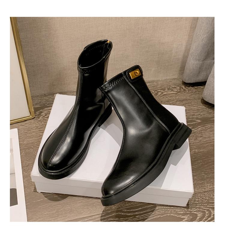 

Модные женские весенние ботинки однотонные черные/коричневые кожаные боты на низком каблуке платформа туфли женские замок ботильоны задняя молния модные челси 8.5 чёрный