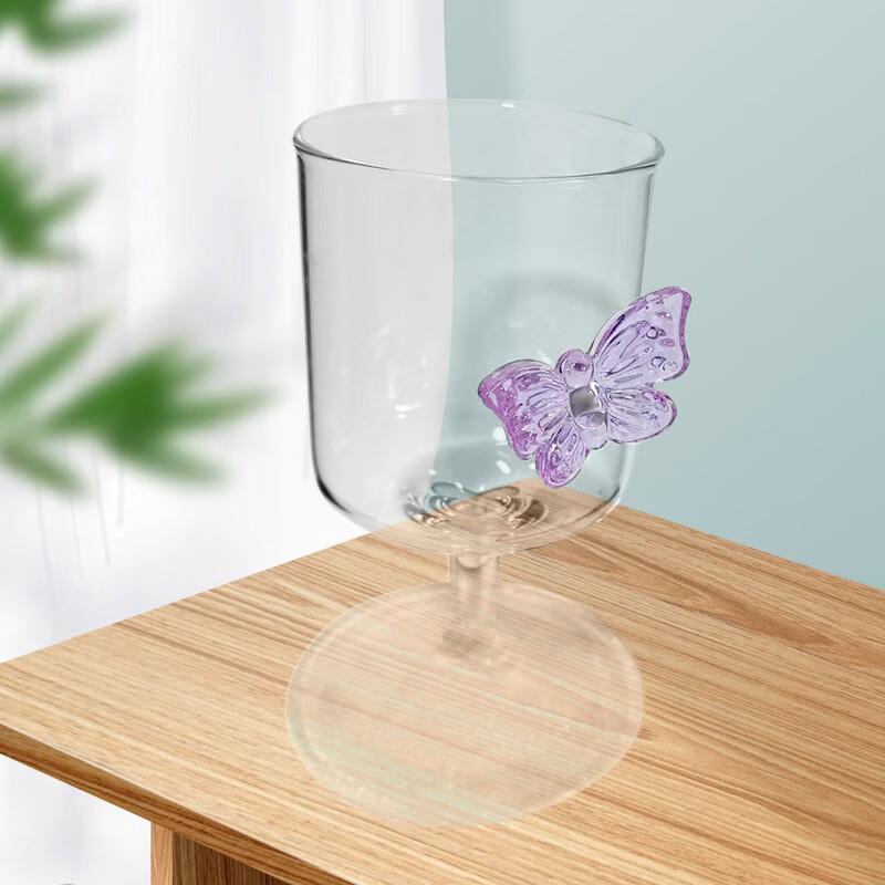 Shangqi Cartoon Purple Butterfly Stemmed Glass