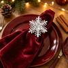 Seasonal Party Tableware Rhinestone Snowflake Napkin Ring, Metal Holder, Winter Exquisite Table Accessories Holiday Ring for Christmas Dinner