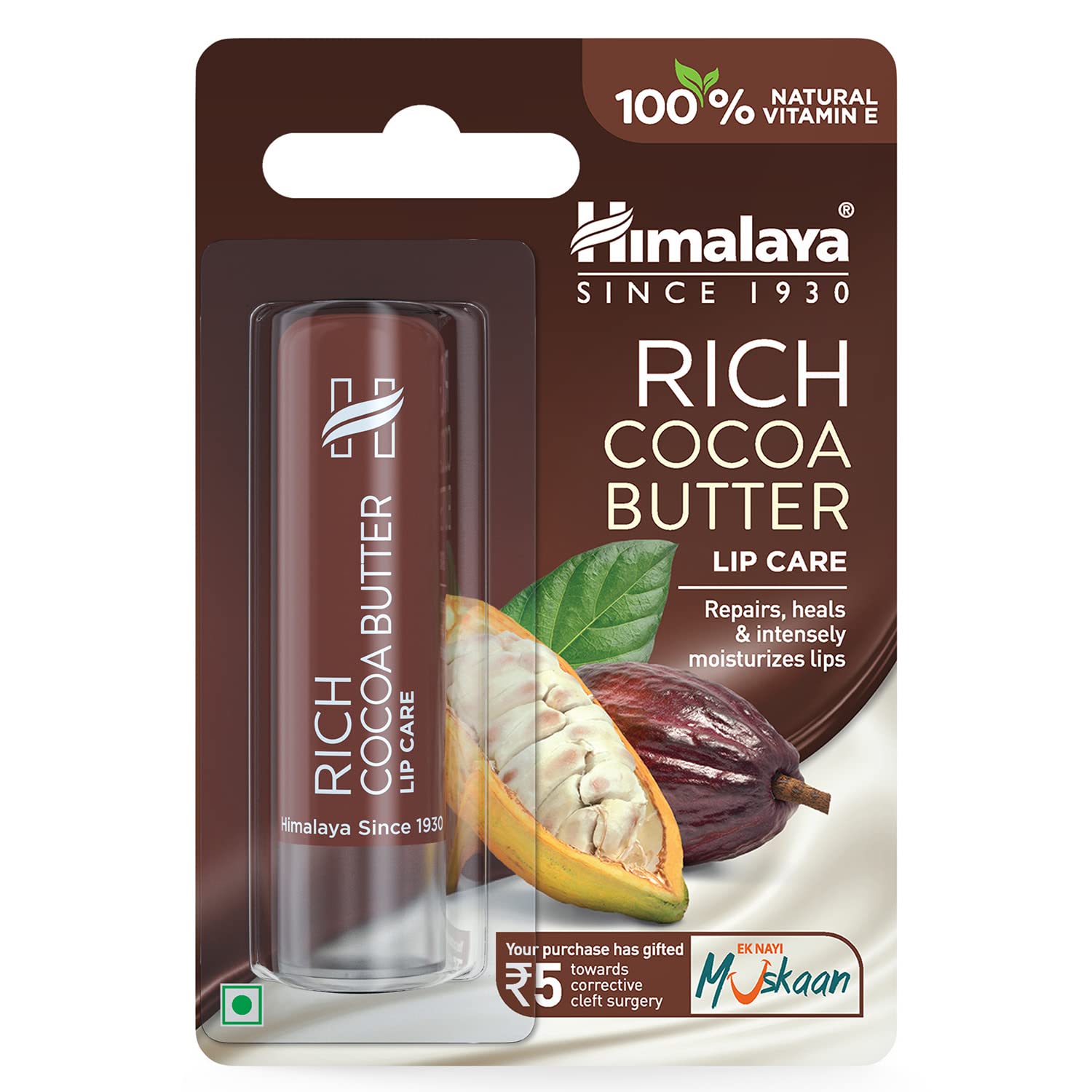 Himalaya Rich Cocoa Butter Lip Balm | Repairs Chapped Lips | Intensely Moisturizes Dry Lips | Natural Vitamin E | 4.5gm 4.5 gm