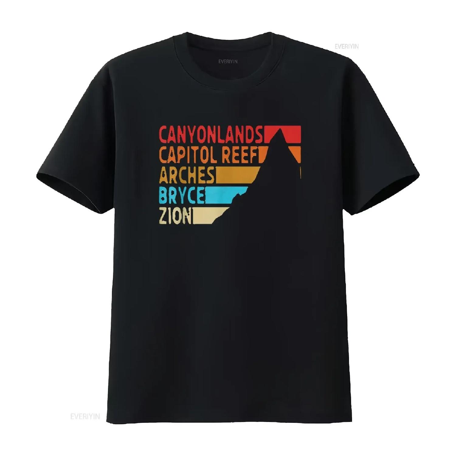 

Mens Utahs The Mighty Five National Parks T Shirt Black XL vintage Washed streetwear Stretched Breathable Comfortable Soft S чёрный