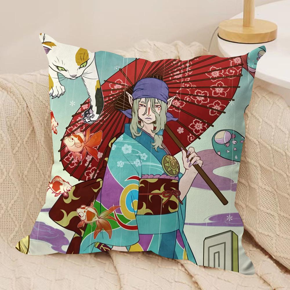 Anime Ukiyo-e Style M-Mononoke Cushion Cover Soft Plush Fabric Double-Sided Printed Cushion Covers for All Seasons Home Decor