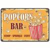 Tin Sign Retro Wall Art, Vintage Popcorn Decor for Kitchen Cinema 8x12 Inch