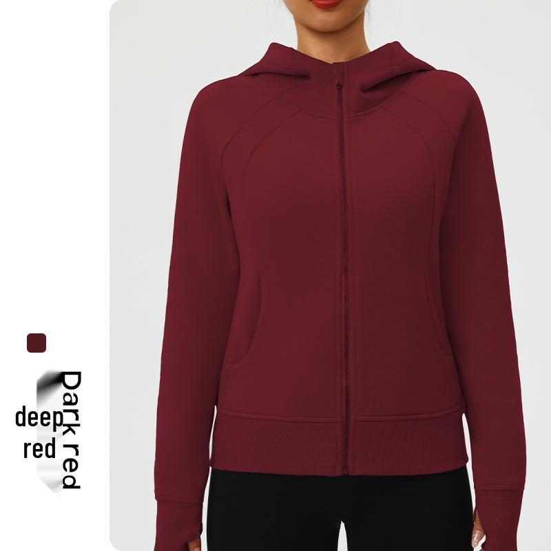 Women s Slim-Fit Velvet Hoodie for Autumn/Winter - Yoga & Fitness Outerwear Medium
