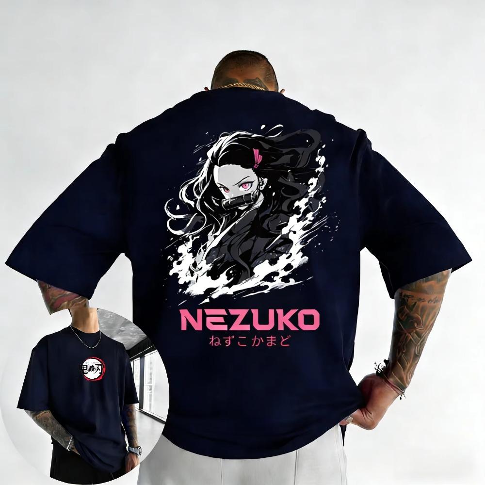 Plus Size Demon Slayer Summer Anime Printed Men and Women Tshirt Casual Parent Child Top Fashion Cotton Street Harajuku Y2K