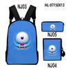 Novelty Classic Monster Face 3D Print 3pcs/Set pupil School Bags Laptop Daypack Backpack Inclined shoulder bag Pencil Case