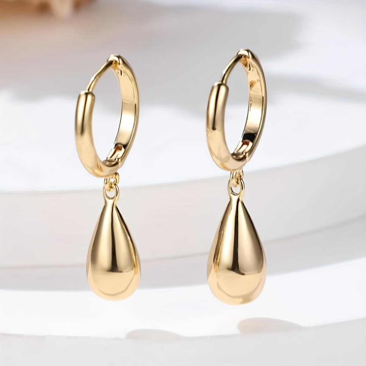 

Pair of Minimalist Teardrop Dangle Earrings, Retro Delicate for Everyday Elegance, Casual Formal Occasions, Timeless Jewelry Gift for Women золотистый