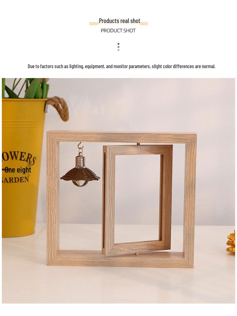 Modern Rotating Double-Sided Photo Frame: 6-inch/7-inch, Personalized Album, Couples Gift, Wooden Ornament