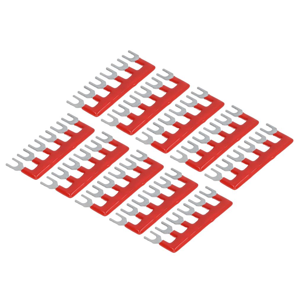 10pcs Fork Type Terminal Strips 400V 15A Pure Copper PVC Flame Retardant Jumper Block Terminal Strips for Factory Red