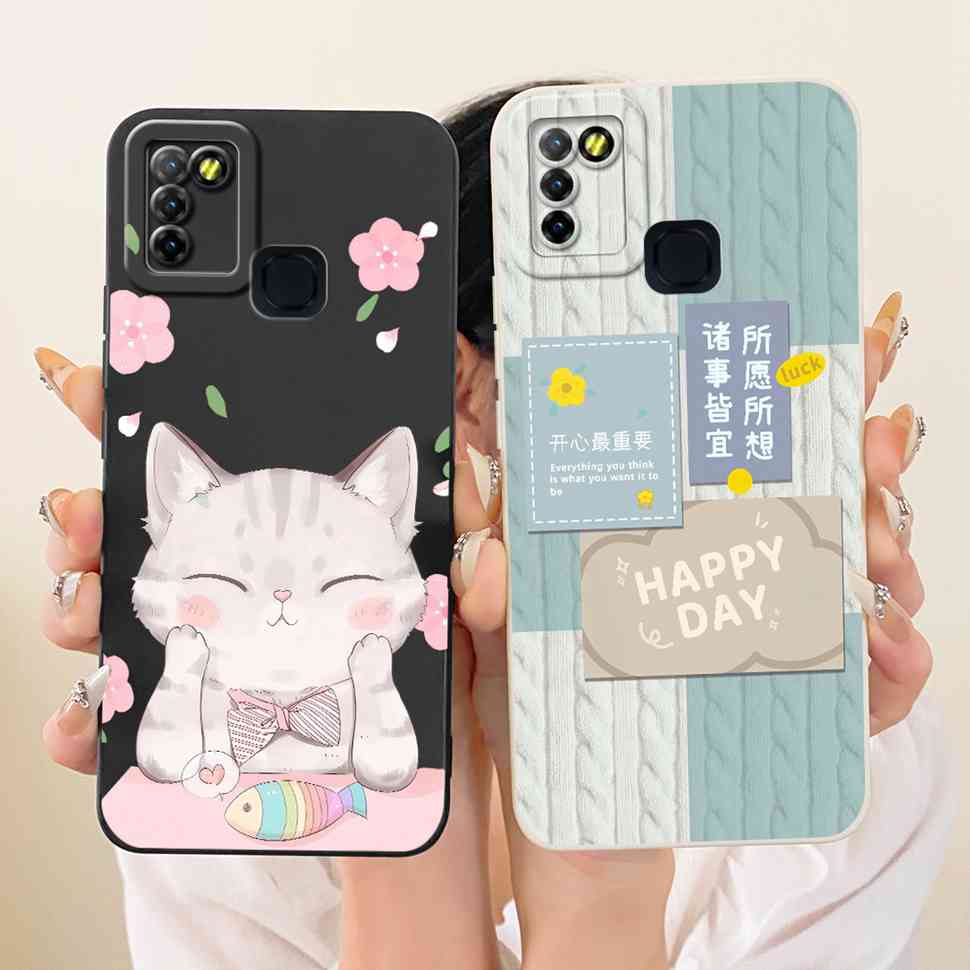 For Infinix Hot 10 Lite X657B Case Cute Cartoon Cat Print Silicone Back Cover For Infinix Hot 10Lite Phone Protection Cases