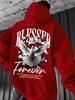 Men's Casual Loose Pigeon-print Fleece Thickened Hooded Sweatshirt for Autumn and Winter Wear