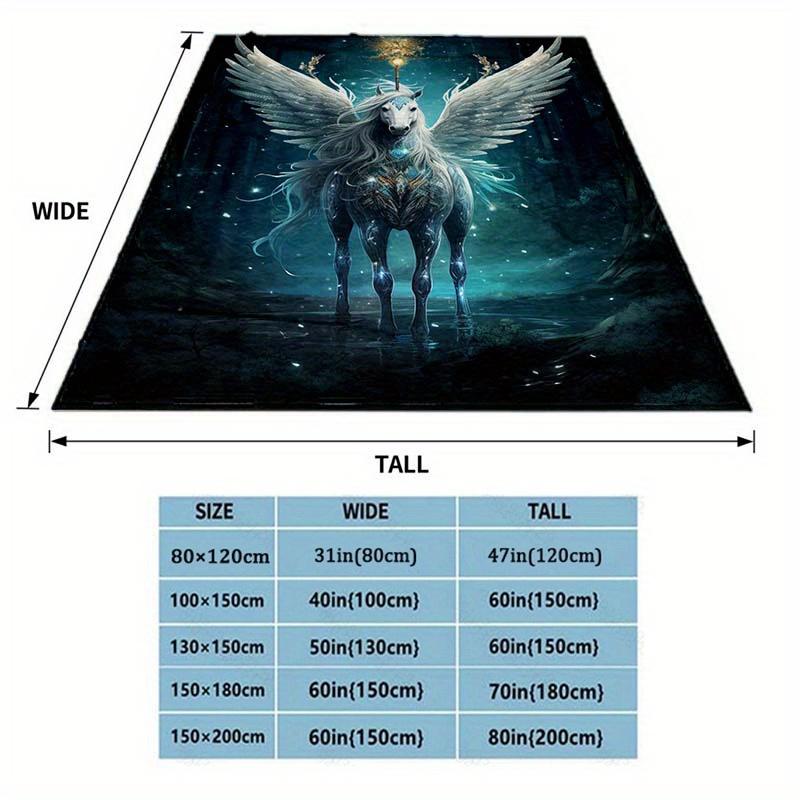 1pc Aesthetic Mysterious Unicorn Thin Blanket - Lightweight Flannel Throw For Sofa, Bed, Travel, Camping, Livingroom, Office, Co