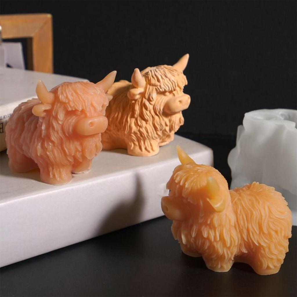 Kuh Silikonform 3D Silikonformen Lebensmittelqualität Hochlandkuh Form für Kuchen Snack Gelee Wachs Gummy Eis Backseife Süßigkeiten