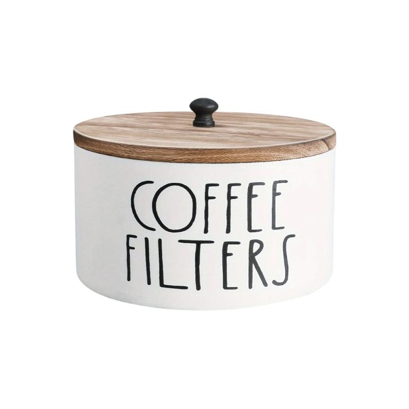 

Multiple Section Wood Coffee Filter Paper Holder Sturdy Kitchen Storage Box for Countertop Organization белый