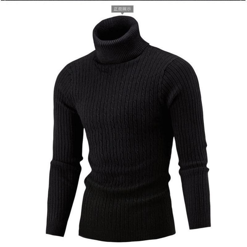Men S Slim Fit High Neck Pullover Knit Sweater