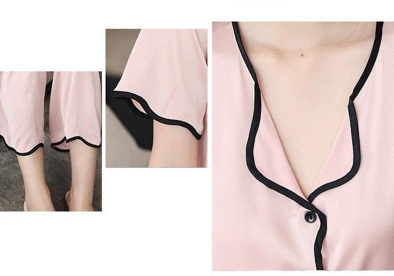 Women's Ice Silk Pajama Set: Short Sleeve Lapel, Korean Style for Spring to Autumn