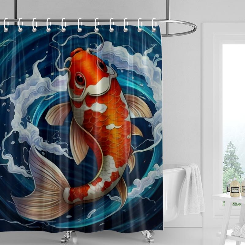 Marine Life Theme Waterproof Shower Curtain Bathtub Bathroom Partition Curtain Bathroom Decorative Shower Curtain 180x 180cm