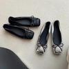 Grape Mother Daughter Returns Ballet Style Splicing Small Square Head Shallow Mouth One Pedal Flat Bottom Bow Flat Bottom Single Shoes Women