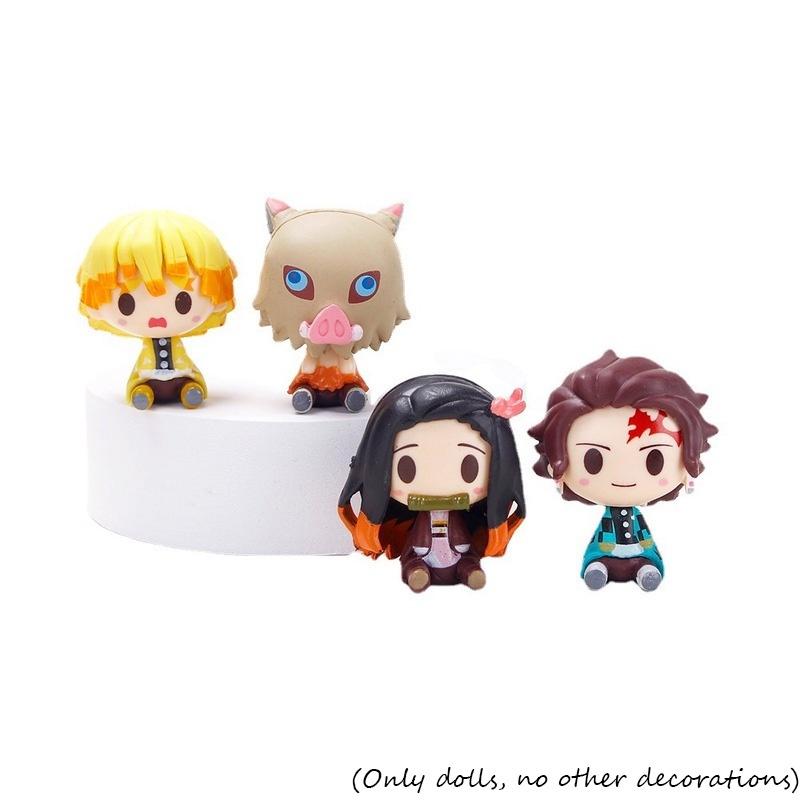 Complete 4-piece Handcrafted Pvc Figurine Set For Demon Slayer Fans