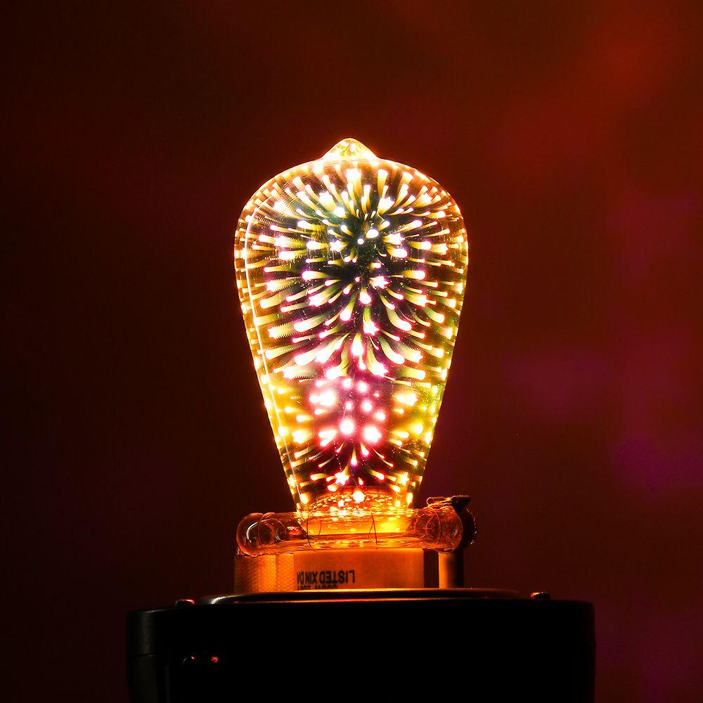 A60/ST64/G80/G95 E27 holder Screw connector Ball light 3D Fireworks Bulb Glass Edison Party Lamp