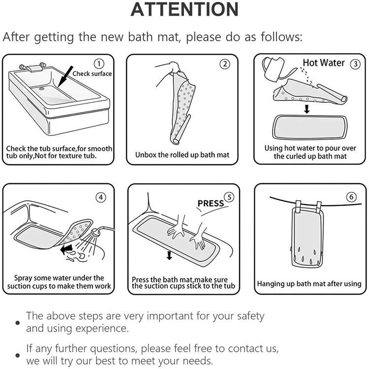 1pc PVC Non-slip Shower Mat with Suction Cups & Drain Holes, Massage Shower Rug Bathroom Mat Bathtub Mat Bath Rugs