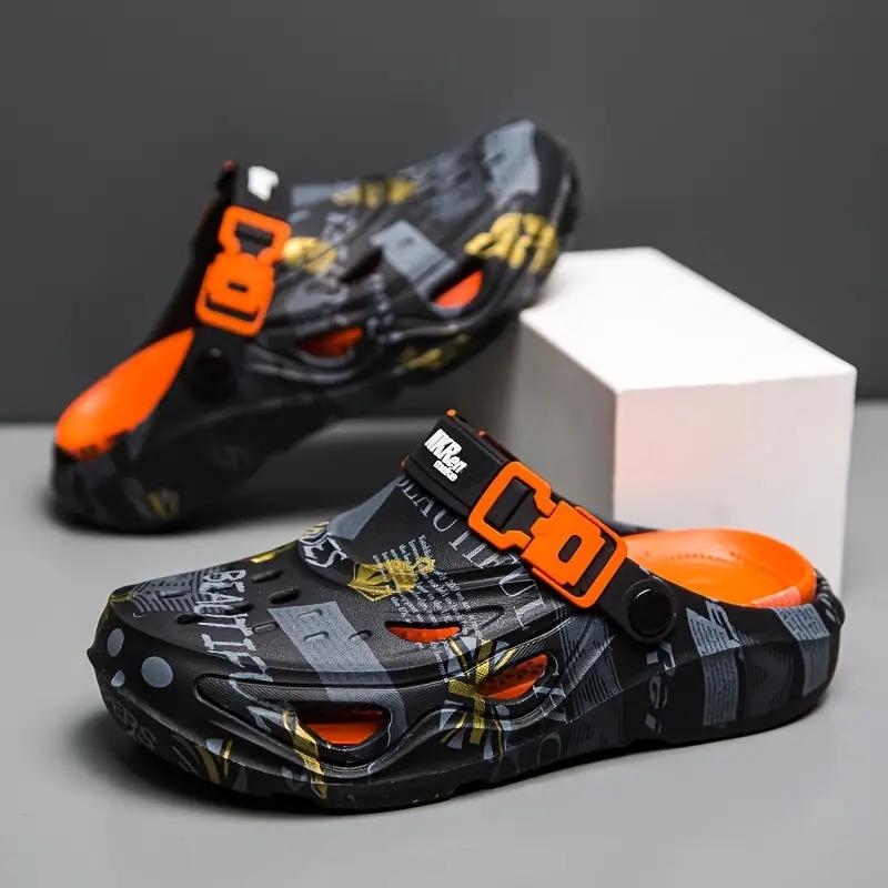 Men's Fashion Thick Sole EVA Clogs Unique Design Slip-On Breathable Garden Shoes with Safety Strap and Soft Insole Suitable for Outdoor